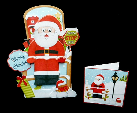 3D Christmas Santa Rubber Band Pop Up Box Card by Diane  Hitchcox