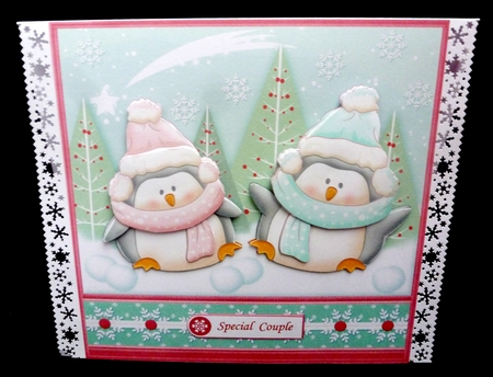 HAPPY CHRISTMAS PENGUINS 8x8 Decoupage MINI Kit by Diane  Hitchcox