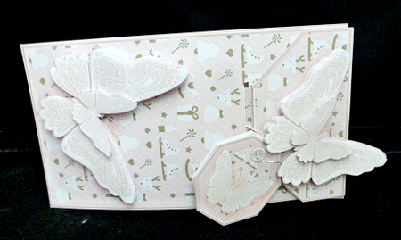 Pink Christmas Pattern with Butterflies Card/Money Envelope Mini Kit by Diane  Hitchcox