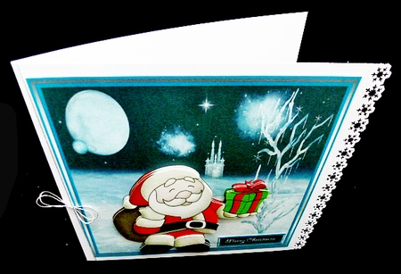 Santa has a present 7x7 card with decoupage by Diane  Hitchcox