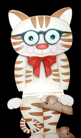 3D On the Shelf Card Kit - Sydney the Cute Little Short Sighted Cat has a Toy Mouse by Diane  Hitchcox