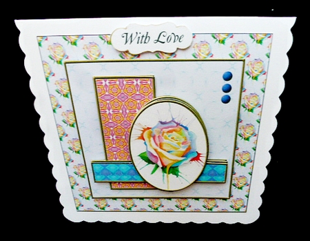 Square Oval Sketch Card - Watercolour Rose 2 by Diane  Hitchcox