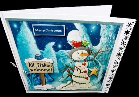 Snowmans twinkle star 7x7 card with decoupage by Diane  Hitchcox