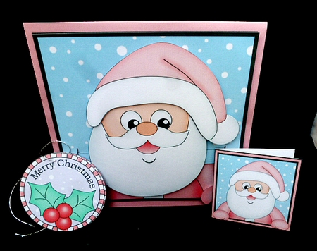 3D Christmas Animated Moveable Wobble Head Card  - Santa Claus by Diane  Hitchcox