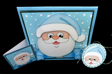 3D Christmas Animated Moveable Wobble Head Card  - Santa Claus by Diane  Hitchcox