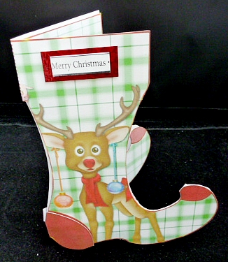 Christmas decorated reindeer stocking card kit by Diane  Hitchcox