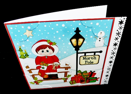 8 x 8 Christmas at the North Pole Little Christmas Eskimo Scalloped Corner Topper by Diane  Hitchcox