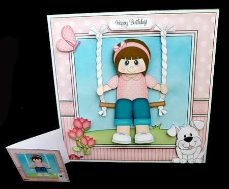 8 x 8 Cute Little Teen is Swinging High Mini Kit with 3d Decoupage by Diane  Hitchcox