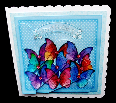 Pretty Butterflies Birthday Fan Pyramage Topper by Diane  Hitchcox