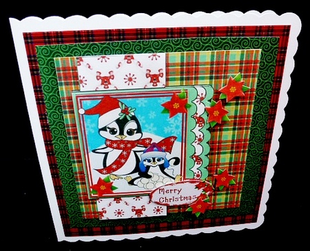 Three Scallop Layers - Penguins With Snowballs by Diane  Hitchcox