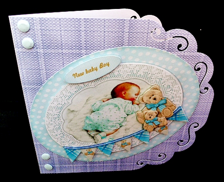New baby Boy Oval Topper Quick Card by Diane  Hitchcox