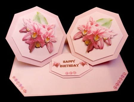 Pink orchid easel card by Diane  Hitchcox