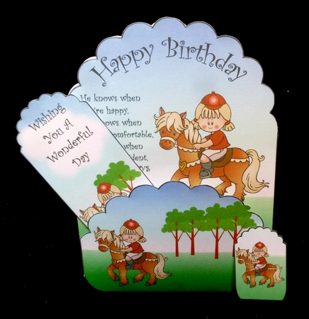 Pocket Tag Card - Girl on Pony by Diane  Hitchcox
