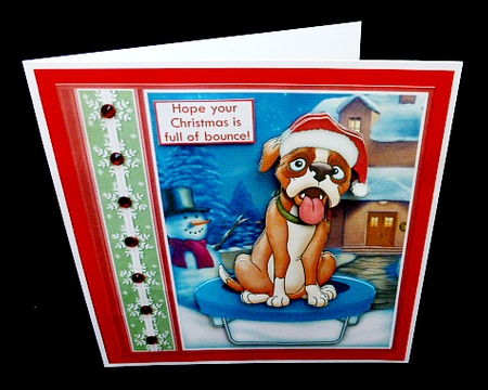 HOPE YOUR CHRISTMAS IS FULL OF BOUNCE 7.5 Boxer Dog Decoupage & Insert Kit by Diane  Hitchcox