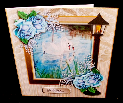 Beautiful Swans & Vintage Roses by Diane  Hitchcox