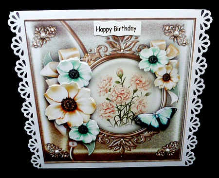 Vintage Anemone & Carnations with Butterfly Card Mini Kit by Diane  Hitchcox