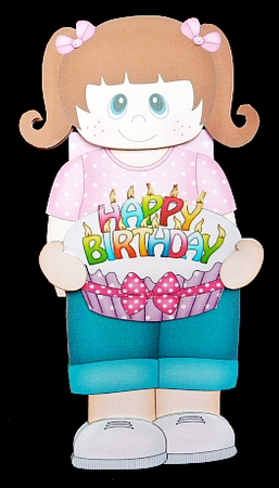 3D On the Shelf Card Kit - Little Girl Tamara is the Birthday Girl with ages 6 - 11 age Birthday Cake Decoupage by Diane  Hitchcox