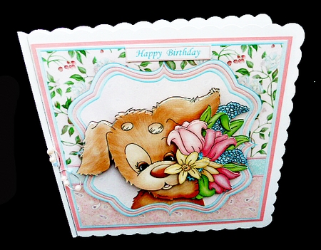 CUTE PUPPY & SPRING BOUQUET 8x8 Decoupage & Insert Mini Kit by Diane  Hitchcox
