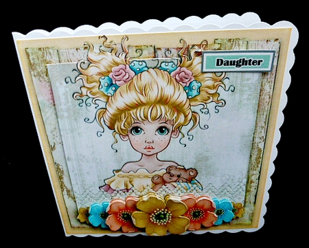 Vintage Wildroses Girl Card Topper 1125 by Diane  Hitchcox