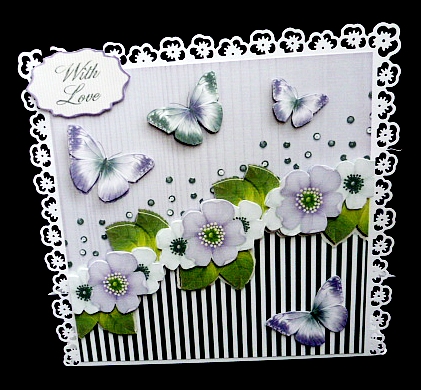 Vintage Stripes Flowers purple 1121 by Diane  Hitchcox