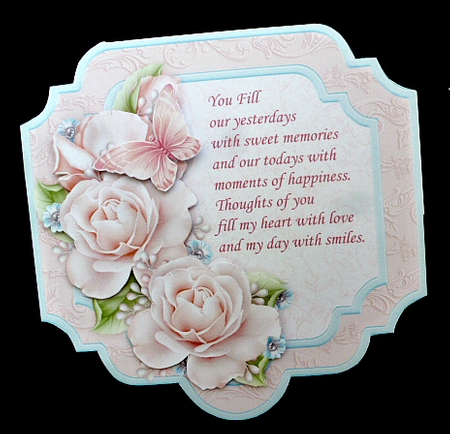PINK ROSES & VERSE Large Easel Card Kit & Decoupage 7.5 All Occasions by Diane  Hitchcox