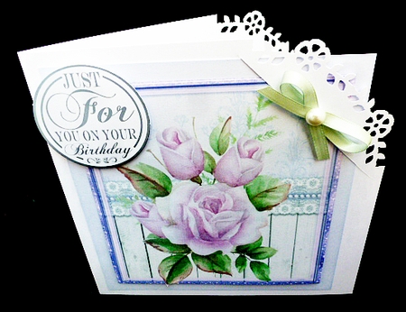 BeautifulLilac Roses on a Lace panel  by Diane  Hitchcox