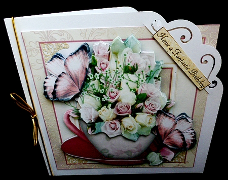 The Rose Teacup Card Front Kit by Diane  Hitchcox