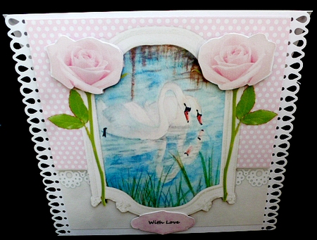 Beautiful Swans In Vintage Frame by Diane  Hitchcox