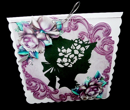 pretty pink roses with vintage  silhouette lady 8x8 by Diane  Hitchcox