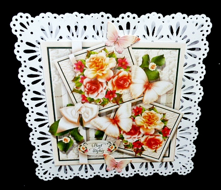 Topper Vintage Flowers With Butterflies by Diane  Hitchcox