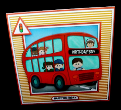 8 x 8 BIRTHDAY BUS Mini Kit with 3d Decoupage by Diane  Hitchcox