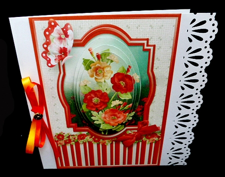 Field of Poppies Pyramid Card Front by Diane  Hitchcox