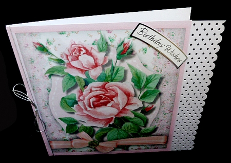 Beautiful Pink Roses on a Shaped Mat  by Diane  Hitchcox