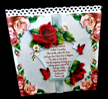Red Roses on a Cream Damask Background by Diane  Hitchcox