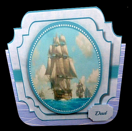 Beautifuil Shaped card , Sailing ships by Diane  Hitchcox