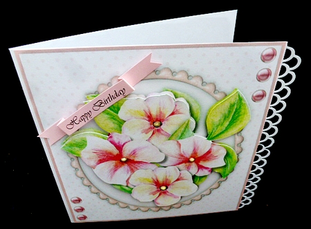 Beautiful Pencil Flowers on a Pink Scalloped Frame  by Diane  Hitchcox