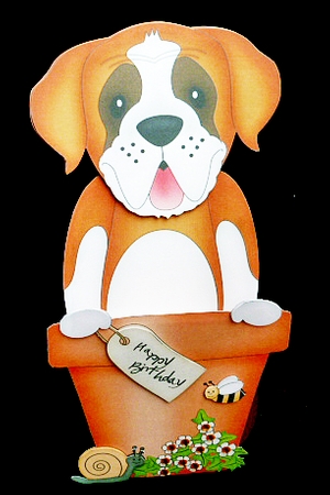 3D On the Shelf Card Kit - Flower Pot Friends Little St Bernard Dog Tex by Diane  Hitchcox