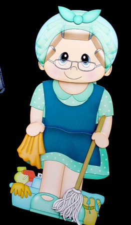 3D On the Shelf Card Kit - Older Lady Cleaner Imogen is making everything Spick and Span by Diane  Hitchcox
