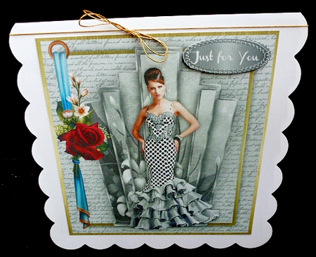 Beautiful Monochrome Art Decko with red Rose by Diane  Hitchcox
