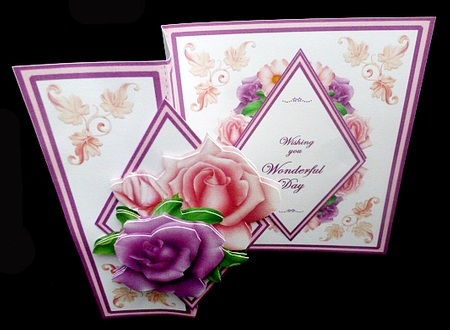 Diamond fold back - Pink & Lilac Roses by Diane  Hitchcox