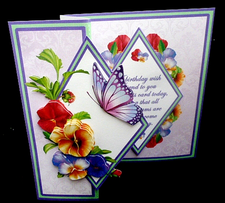 Diamond fold back - Pansies by Diane  Hitchcox