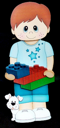 3D On the Shelf Card Kit - Cute Little Boy Galen has Building Blocks by Diane  Hitchcox