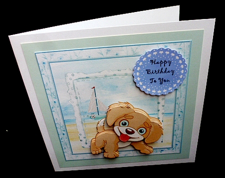 Happy dog at the beach by Diane  Hitchcox
