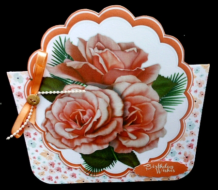 Peach Roses Easel or Topper by Diane  Hitchcox