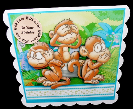 3 WISE MONKEYS OMG HOW OLD 7.5 Humorous Decoupage Mini Kit by Diane  Hitchcox
