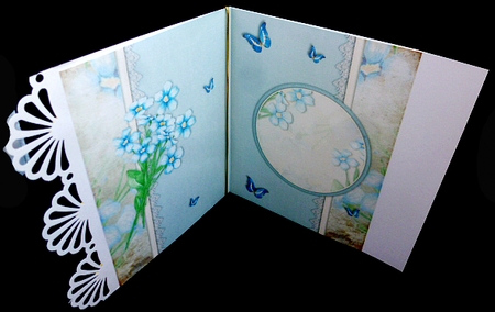 Vintage Blue Card With Lace Flowers and Butterflies 1246 by Diane  Hitchcox