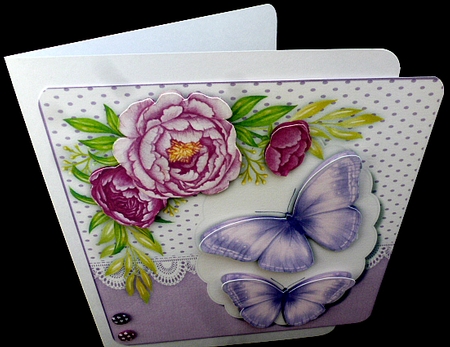 Lilac Peony Roses  and Butterflys  by Diane  Hitchcox