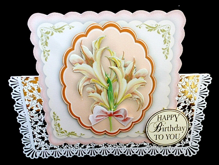 Beautiful Lillys on scalloped Mats  by Diane  Hitchcox