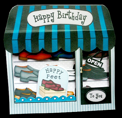 3D Shoppe Window Pop Up Card Kit -  Happy Feet Mens Shoe Shop by Diane  Hitchcox