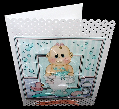 Cute Little Bathtub Baby Girl Shell Edged Corner Side Stacker by Diane  Hitchcox